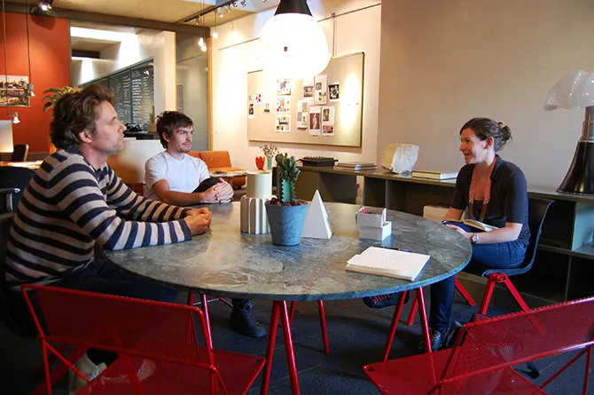 Folkert Gorter, Jon-Kyle Mohr, and Nicola Twilley at Superfamous HQ.