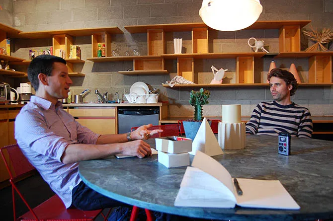 Geoff Manaugh and Folkert Gorter at Superfamous HQ.