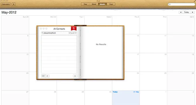 Apple's skeumorphic calendar design.
