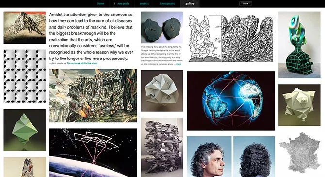 Space Collective, “a cross-media information and entertainment channel for post-ideological, non-partisan, forward thinking terrestrials,” was co-founded by filmmaker Rene Daalder and designer Folkert Gorter.
